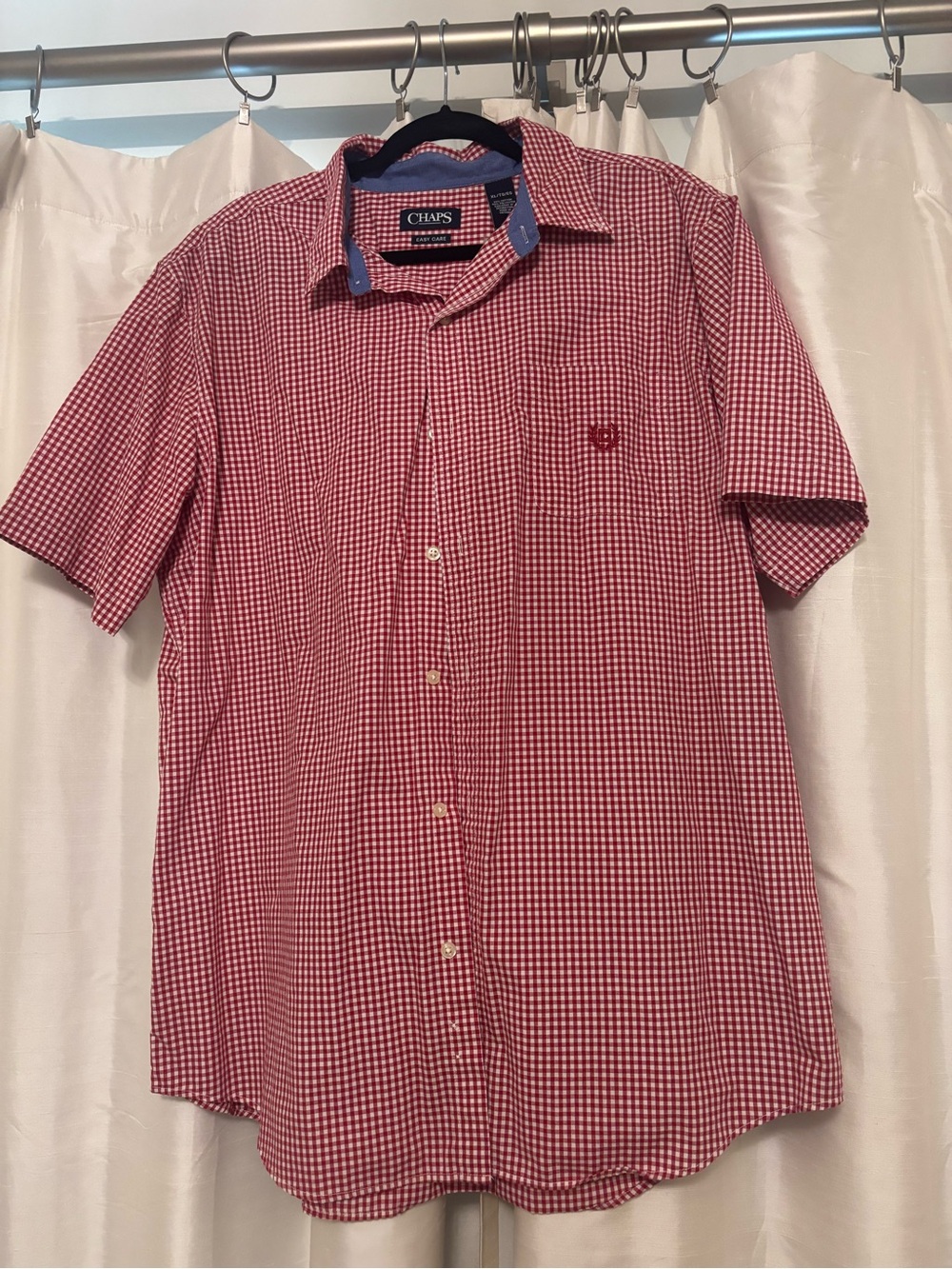 Chaps Easy Care red and white checked button down shirt. XL. Excellent shape!